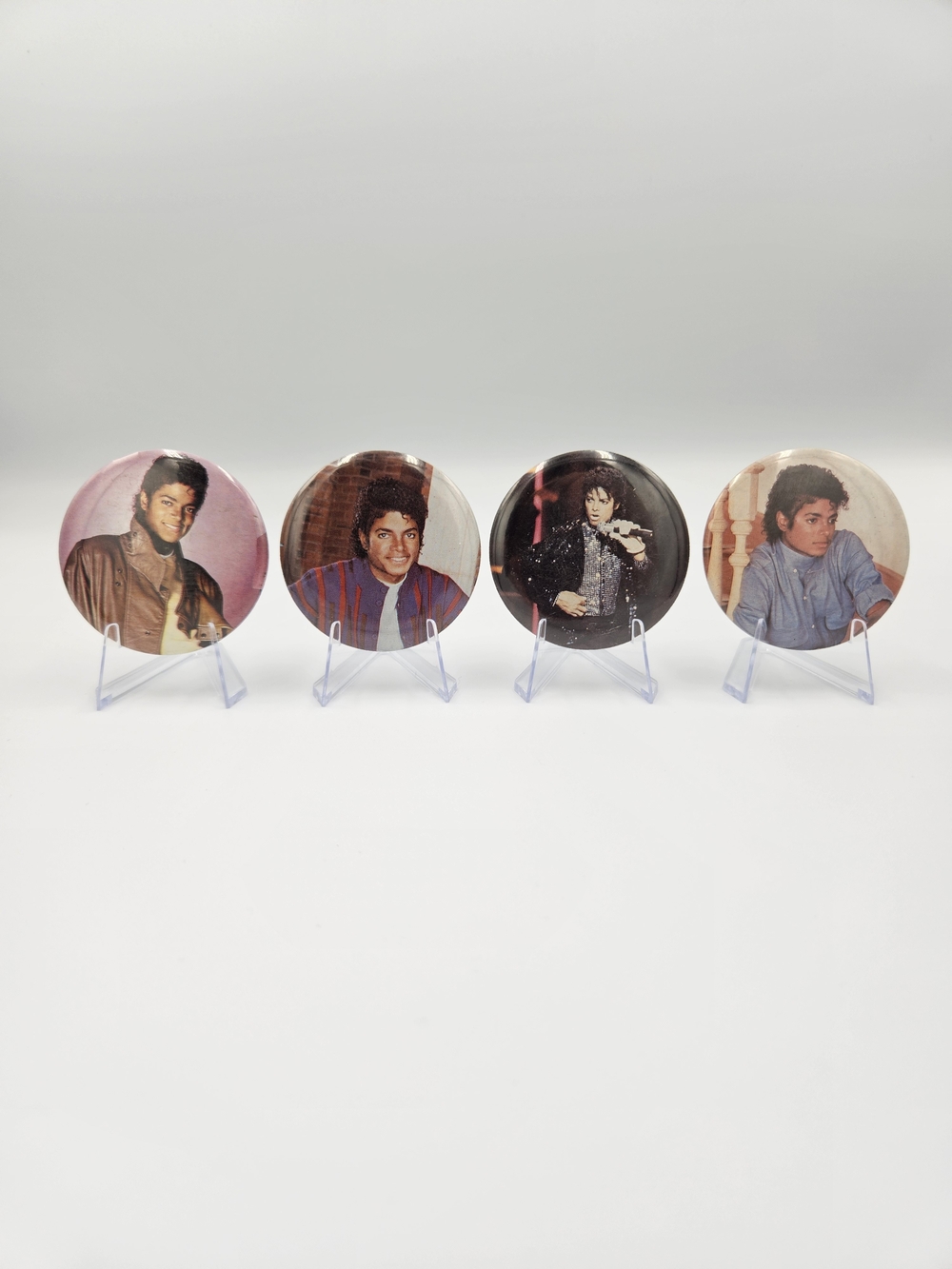 Vintage Michael Jackson Pin Button Set of 4 Collectible 2.25" Pins Badge